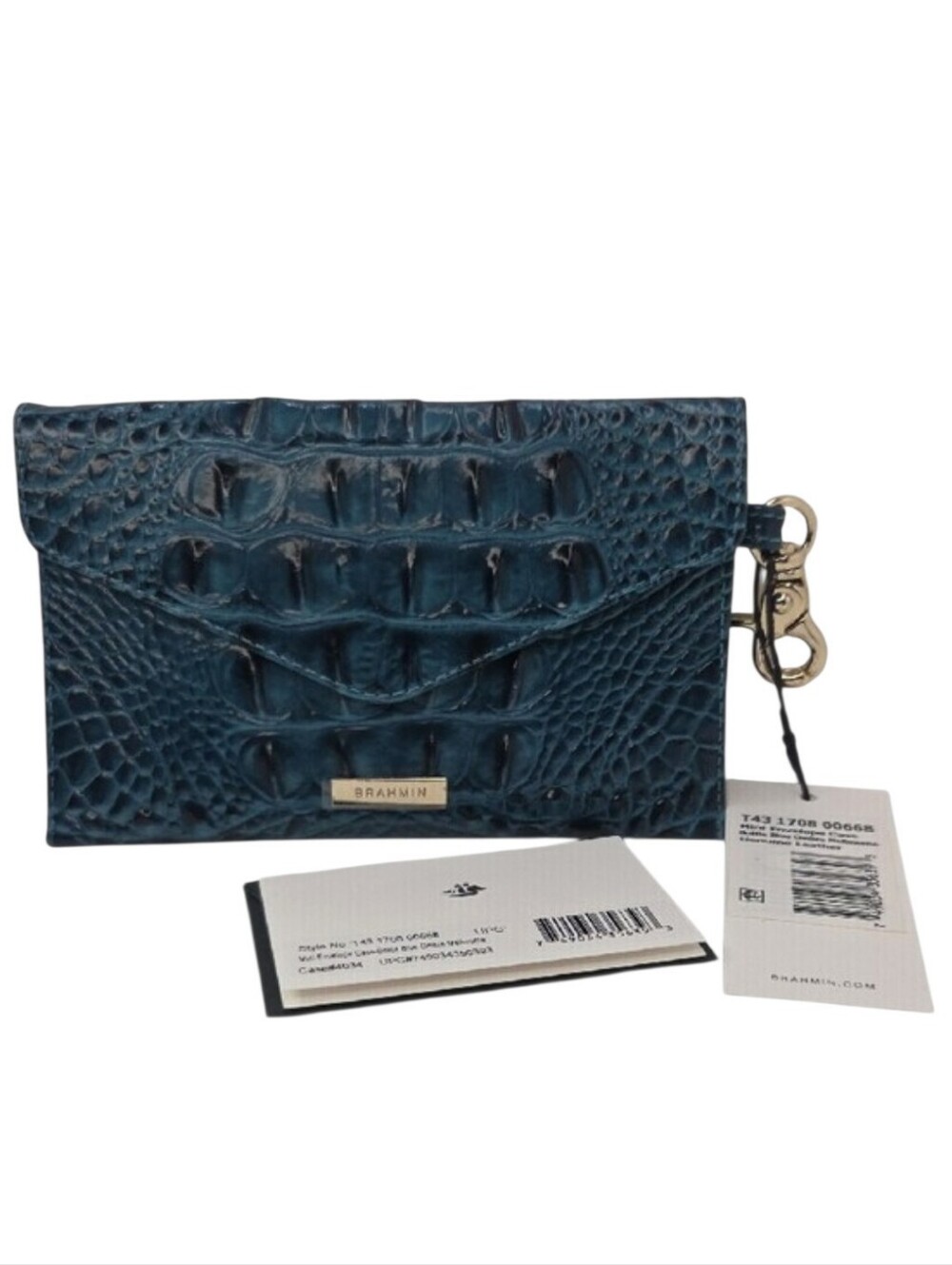💙▪️Brahmin ▪️Mini envelope Case Bottle Blue Ombre Melbourne Genuine Leather